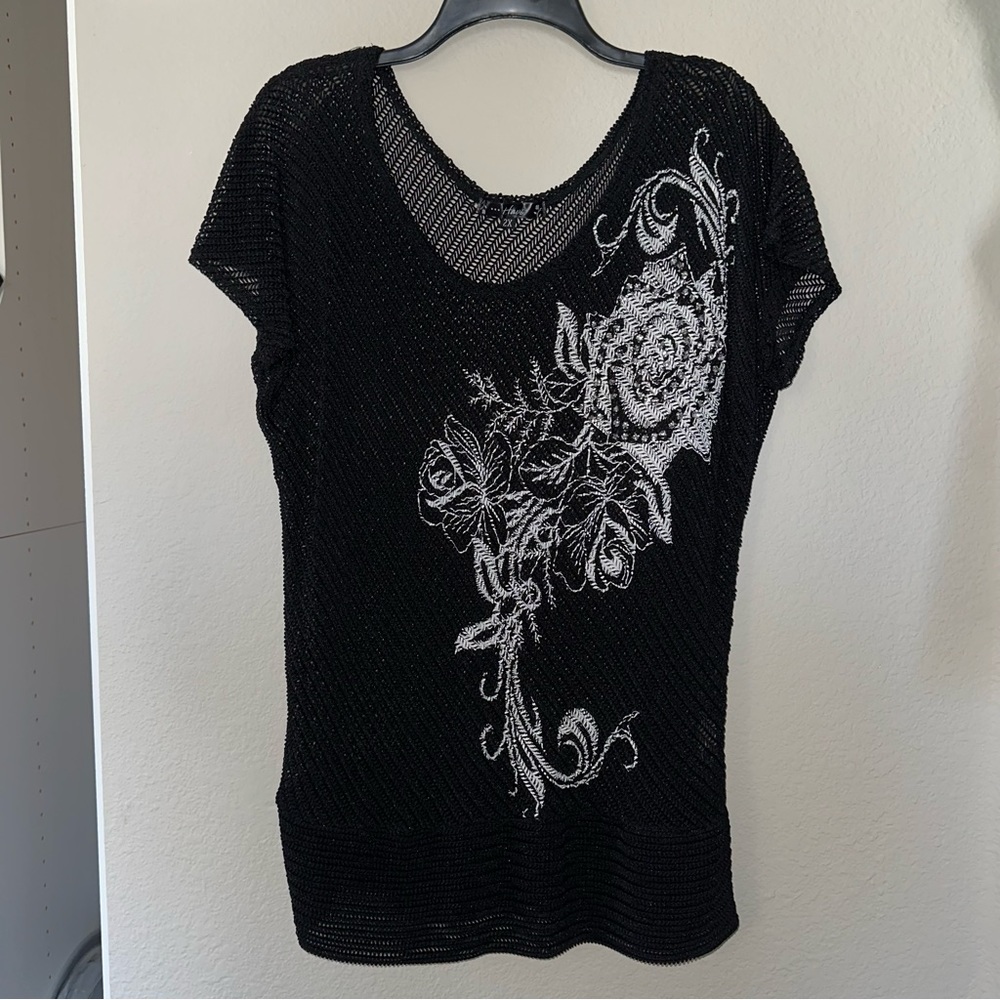 Brand: Havi. Coverup Top. Size: 2X. Color: Black. Nylon, spandex.